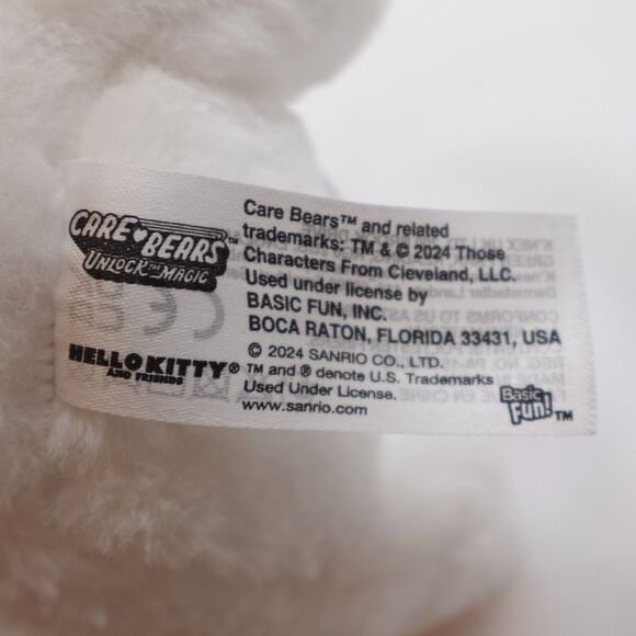 Hello Kitty Care Bears Plush Collab Cross-over Cheer Bear White Red Bow Whiskers - Picture 12 of 14